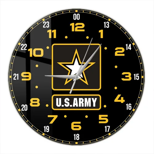 Vista 10 de Reloj de pared de 15 pulgadas, reloj de pared de 24 horas del ejército estadounidense, movimiento silencioso vintage, funciona con pilas, reloj