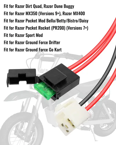 Vista 2 de TIKSCIENCE Arnés de cable de batería para Razor PR200 MX350 MX400 Pocket Mod Pocket Rocket V27+, enchufe de 3 agujeros