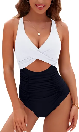 Vista 9 de Blooming Jelly Traje de baño de una pieza para mujer, con control de abdomen, fruncido, adelgazante, 2026 Negro