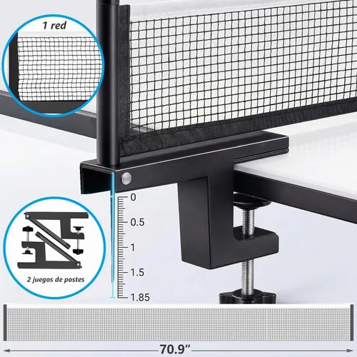 Vista 2 de Juego de postes de ping pong, red de ping pong con abrazadera, práctica de entrenamiento profesional, soporte de agarre portátil, accesorios