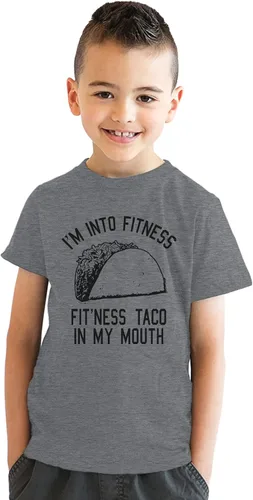 Vista 2 de Camiseta de tacos de fitness para jóvenes, divertida camiseta de broma para amantes de la comida mexicana para niños