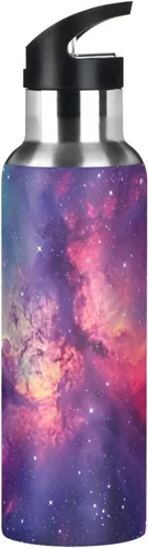 Vista 2 de Botella de agua colorida y hermosa galaxia de acero inoxidable de 20.3 fl oz, a prueba de fugas, adecuada para gimnasio, escuela, niños y adultos
