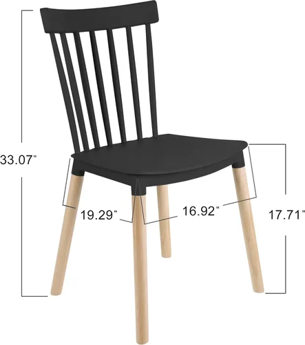 Vista 3 de DSW - Sillas de comedor de plástico modernas sin brazos con patas de madera para estar, dormitorio, cocina, comedor, sala de espera, restaurantes