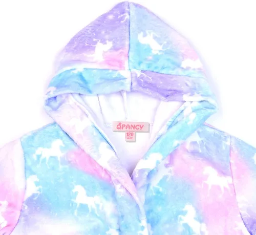 Vista 3 de QPANCY Bata de baño para niñas, suave felpa de forro polar, ropa de dormir