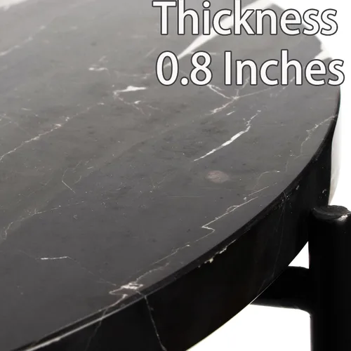 Vista 5 de Mesa auxiliar redonda de metal con parte superior de mármol natural, moderna mesa de centro pequeña para sala de estar, dormitorio, espacio pequeño