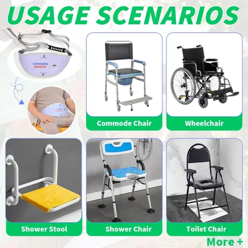 Vista 5 de Cinturón de seguridad para silla de ducha para ancianos/discapacitados, cinturón de seguridad universal antideslizante para ducha para evitar