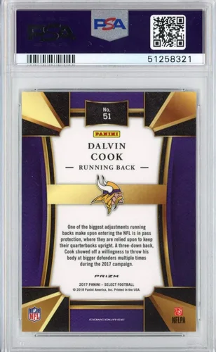Vista 2 de Calificado 2017 Panini Select Dalvin Cook #51 Rookie RC Fútbol Tarjeta PSA 10 Gem Mint