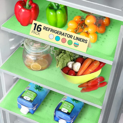 Vista 28 de Revestimientos para estantes de refrigerador (paquete de 8) de Linda’s Essentials - Forro para estantes o cajones sin adhesivo, alfombrillas