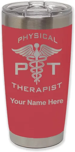 Vista 21 de LaserGram PT Physical Therapeut, vaso aislado al vacío de 20 onzas, grabado personalizado incluido (negro)