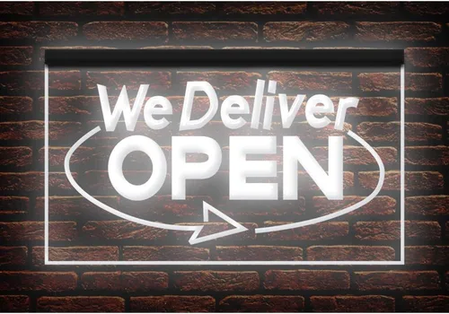 Vista 12 de 110020 We Deliver Open Services Cafe Fast food Shop Restaurant Display LED Light Neon Sign (12" X 8", 16 Colors By Remote)