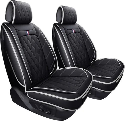 Vista 11 de 2 fundas de asiento delantero de capitán, impermeables, de piel, ajuste universal, color negro Compatible con Honda Civic CRV Toyota 4Runner