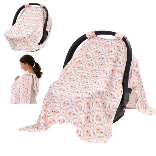 Vista 21 de SERAPHY Fundas de asiento de automóvil 100% muselina de algodón para bebés, funda universal para asiento de automóvil de bebé, cubierta de asiento