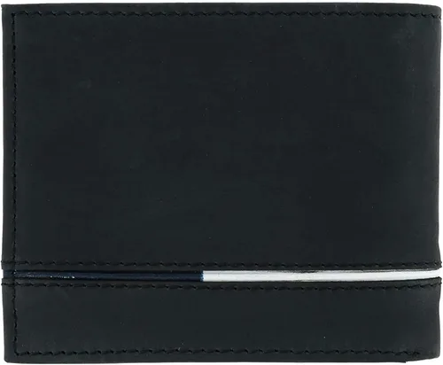 Vista 2 de Tommy Hilfiger Leif RFID - Cartera de piel para hombre con tapa ID color negro