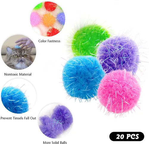Vista 3 de 20 bolas de purpurina extra grandes de 1.5 pulgadas con purpurina para gatos