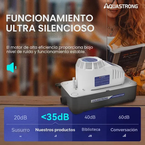 Vista 4 de Aquastrong Bomba de condensado HVAC de 115 V 70 GPH, bomba de extracción de condensado de CA con interruptor de seguridad automático y tubo de 19.7