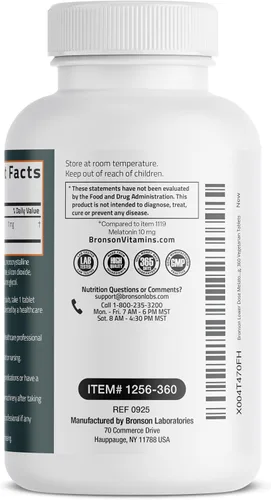 Vista 5 de Bronson Menor dosis de melatonina 1mg, 360 tabletas vegetarianas