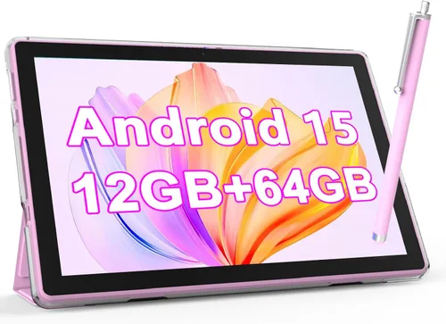Vista 8 de NOVOJOY Tableta Android de 10 pulgadas con estuche y lápiz capacitivo con puerto USB Android 15 Tablet 2.0GHZ 2MP+8MP Cámara dual 6000mAh 12GB RAM