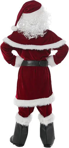 Vista 3 de Juego completo de disfraz de Papá Noel, juego completo de decoraciones de Papá Noel, traje de Papá Noel para adultos y niños