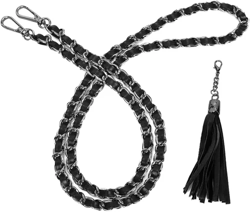 Vista 12 de VanEnjoy Correa de cadena para bolso con borla, piel de microfibra, repuesto para correas de hombro para bolso de 47 pulgadas Negro