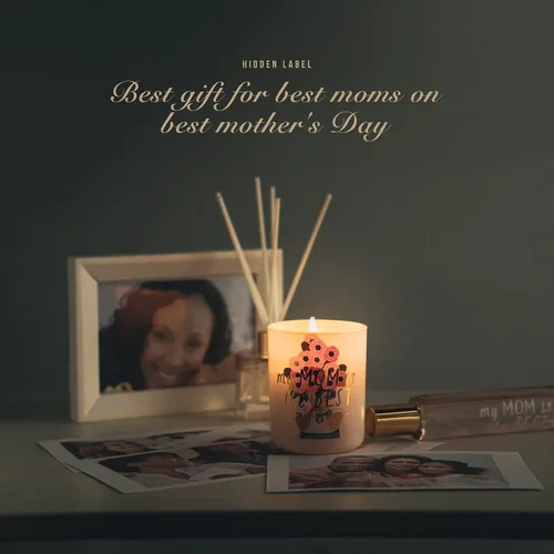 Vista 6 de Hidden Label Juego de velas de soja: regalo de geranio y rosa "Best Mom" con difusor de varillas y spray para habitación Cestas de regalo para mamá