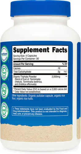 Vista 5 de Nutricost Organic Triphala (2,000 mg) 120 cápsulas, USDA Organic