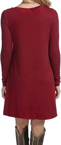 Vista 2 de MOLERANI - Vestido informal suelto y liso de manga larga holgado para mujer