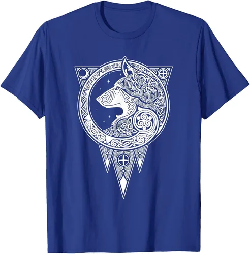 Vista 40 de Viking Fenris Wolf - Camiseta de mitología nórdica con símbolo de Fenrir Asphalt Grey