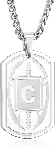 Vista 53 de Graduation Gifts - Football Initial Necklace for Men Boys Kids Teen Dog Tag Stainless Steel Black Letter Pendant Sport Football Athletes Jewelry