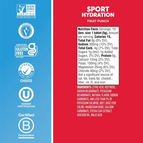 Vista 2 de Nuun Hydration Drink Tab - Active - Fruit Punch - 10 Tabletas - Caja de 6