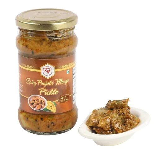 Vista 4 de TAJ Picante Punjabi Mango Pickle, (Theeka Achar), 10.5oz (300g)