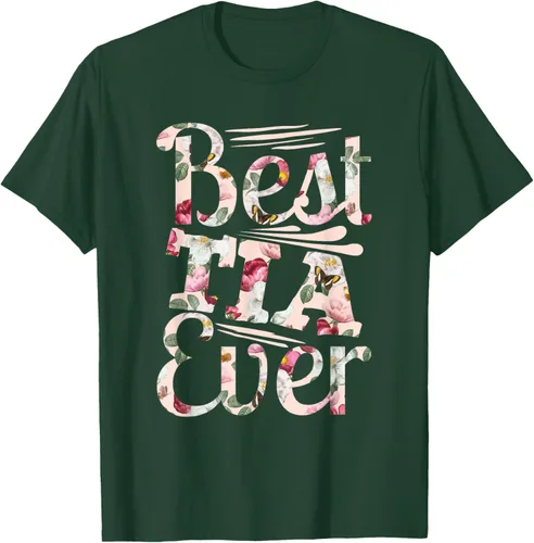 Vista 22 de Camiseta para mujer con texto en inglés "Best Tia Ever" Negro
