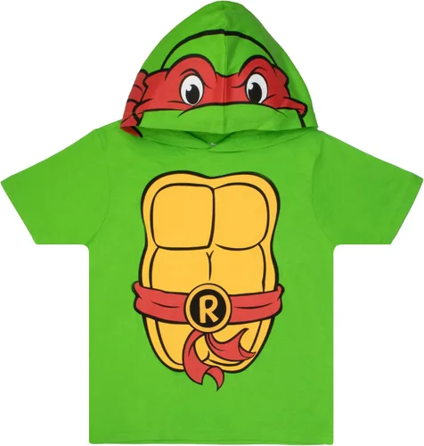 Vista 3 de Nickelodeon Teenage Mutant Ninja Turtles - Disfraz de 2 piezas para niños, conjunto de camiseta y pantalones cortos TMNT con capucha y pantalones