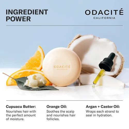 Vista 3 de Odacité Shampoo Bar – Champú sólido sin sulfato de argán y coco para todo tipo de cabello, cabello rizado y teñido – Hidratante, sin plástico