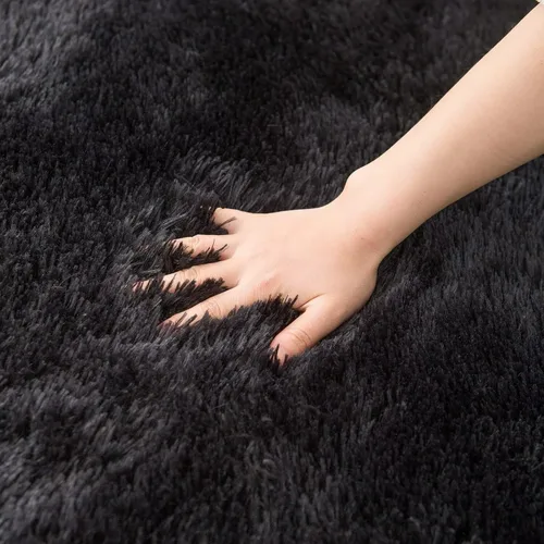 Vista 6 de Vafodo Alfombras de área para dormitorio esponjoso, alfombra de sala de estar, 5 x 7 pies, suave y esponjosa, alfombra de noche negra para sala