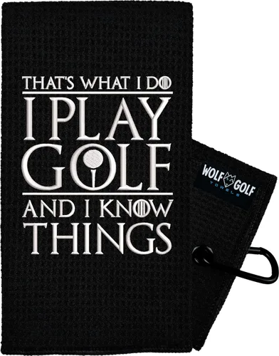 Vista 11 de Toalla de golf Wolf Golf Towels Breaking Par Bordada en EE. UU. Accesorios de golf para hombres o mujeres