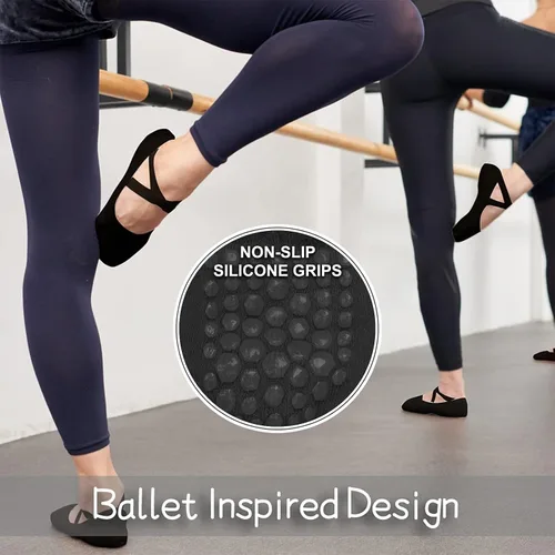 Vista 4 de Diu Life Paquete de 3 calcetines de pilates de yoga con agarres para mujer, antideslizantes, entrenamiento, barra pura, ballet, danza, calcetines