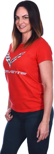 Vista 2 de JH DESIGN GROUP Camiseta Chevy Corvette C7 Emblem Mujer Negro Rojo Heather-Gris