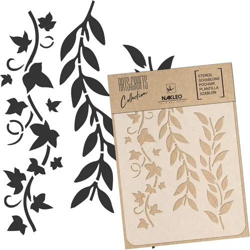 Vista 12 de NAKLEO Plantilla de pintura para manualidades A3 de 11.8 x 16.5 pulgadas, patrón de naturaleza de hojas de otoño, plantilla de dibujo de plástico