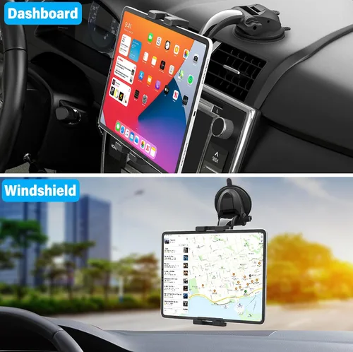 Vista 4 de Soporte de tablet para tablero de instrumentos para automóvil, brazo ajustable y estable Car Dash Windshield Tablet Holder Suction for 4-13