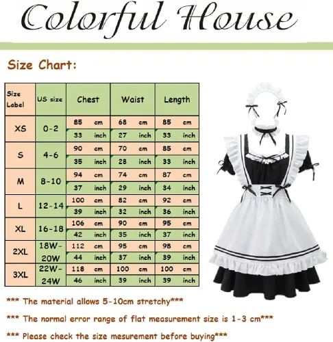 Vista 6 de Colorful House Disfraz de sirvienta con delantal francés para cosplay de anime para mujer