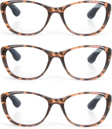 Vista 8 de Paquete de 3 lentes de lectura estilo ojo de gato, lectores de plástico con diseño de moda con bisagra de resorte para mujer