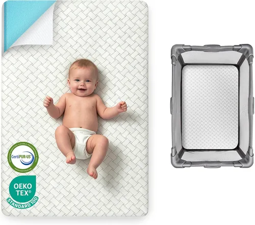 Vista 7 de PanKers Colchón Pack and Play de 38 x 26 pulgadas, colchón de espuma viscoelástica prémium de doble cara Pack N Play para bebé pequeño, colchón