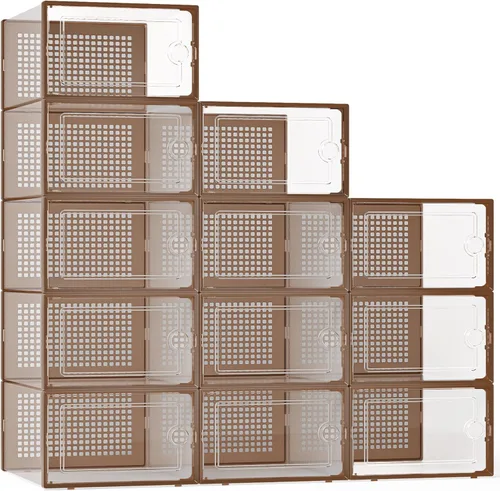 Vista 10 de Kuject Cajas de almacenamiento de zapatos grandes, 12 unidades, organizador Negro