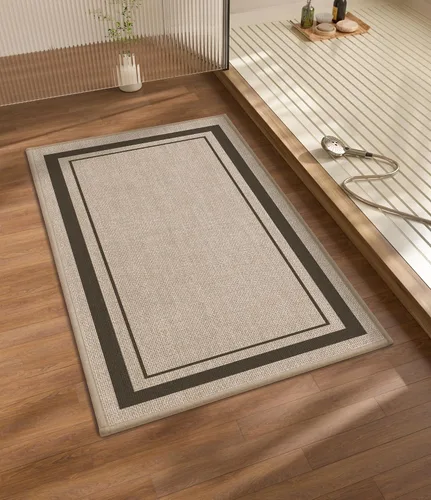 Vista 27 de chakme Juego de 2 alfombras de baño ultrafinas, absorbentes, antideslizantes, lavables a máquina, color beige oscuro, 17 x 24 pulgadas + tapete