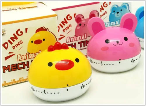 Vista 8 de Lindos temporizadores de animales de dibujos animados mini 55 minutos de cocina mecánica temporizador de cocina reloj contadores de alarma fuerte