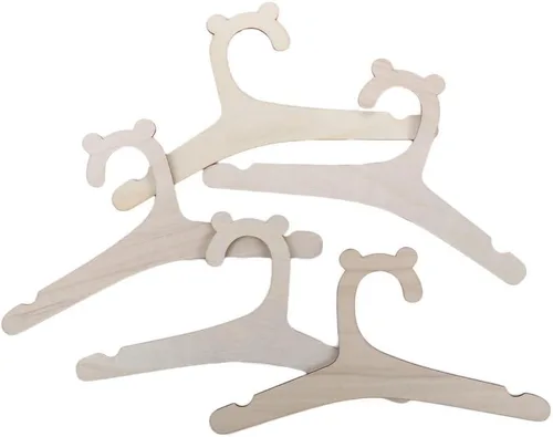 Vista 3 de Perchas de ropa para niños, 5/10 unidades, tendedero de madera para bebés y niños (5 piezas)