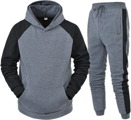 Vista 2 de Conjunto deportivo de 2 piezas con capucha y pantalones deportivos para hombre, conjunto deportivo casual de manga larga