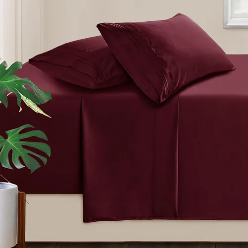 Vista 39 de Manyshofu Juego de sábanas de tamaño individual con bolsillos extra profundos, sábanas y fundas de almohada de 1800 hilos de lujo para hotel, juego
