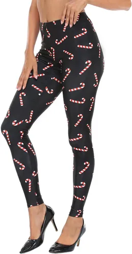 Vista 27 de HDE Leggings de entrenamiento de diseño moderno - Divertidos patrones estampados gráficos a la moda A. Rayas del arco iris
