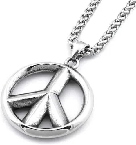 Vista 3 de Gungneer Collar con colgante de signo de la paz de acero inoxidable, accesorio de fiesta hippie para hombres y mujeres, Metal, n